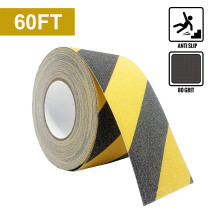 Reliancer Anti Slip Safety Grip Tape 4inx60ft Non Skid Tread Safety Tape with High Traction Grit Yellow & Black Marking Self-Adhesive Tape Hazard Caution Warning Tape for Stairs Steps Deck(4 ×60')
