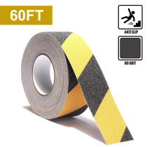Reliancer Anti Slip Safety Grip Tape 2inx60ft Non Skid Tread Safety Tape with High Traction Grit Yellow & Black Marking Self-adhesive Tape Hazard Caution Warning Tape for Stairs Steps Deck(2 ×60')