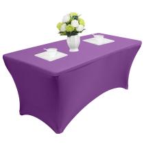 Reliancer 4\6\8FT Rectangular Spandex Table Cover Four-Way Tight Fitted Stretch Tablecloth Table Cloth for Outdoor Party DJ Tradeshows Banquet Vendors Weddings Celebrations (4FT,Purple)