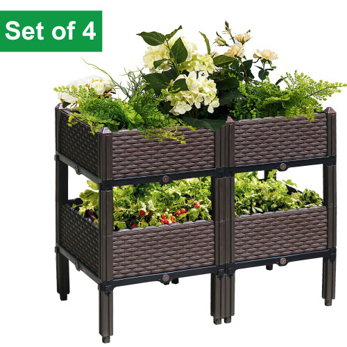 Us 99 99 Reliancer Set Of 4 Raised Garden Beds W Brackets Elevated Garden Bed Kit Patio Flower Plant Planter Box Vegetables Planting Container Fence Indoor Outdoor For Porches Decks Balconies Yard Gardening
