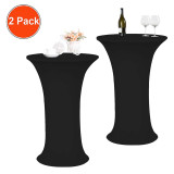 Reliancer 2 Pack 24inch Cocktail Round Spandex Table Cover Tight Fitted Stretch Tablecloth Table Cloth for Rounded Bottom Outdoor Party DJ Tradeshows Banquet Vendors Weddings(24 x43 ,Black)