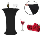 Reliancer 2 Pack 24inch Cocktail Round Spandex Table Cover Tight Fitted Stretch Tablecloth Table Cloth for Rounded Bottom Outdoor Party DJ Tradeshows Banquet Vendors Weddings(24 x43 ,Black)