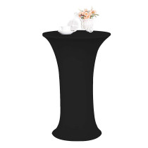 24inch spandex rounded stretchable table cover Elastic Tablecloth 32 inch cocktail round spandex wedding spandex table linens black 48inch tables lycra highboy table(24 x43  for Rounded Bottom, Black)