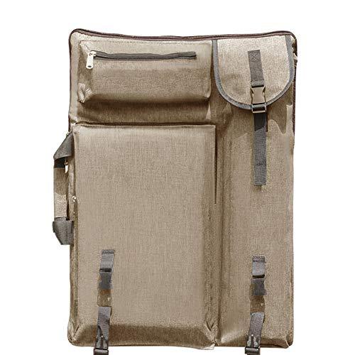 Reliancer Artist Portfolio Backpack and Tote 4K Waterproof Art Carrying Case Shoulder Bag Large Drawing Boards Bag w/Handle for Sketching Painting Art Supplies Storage Students Hobbyist Architect(Earth Tone w/Folding Chair Pocket)