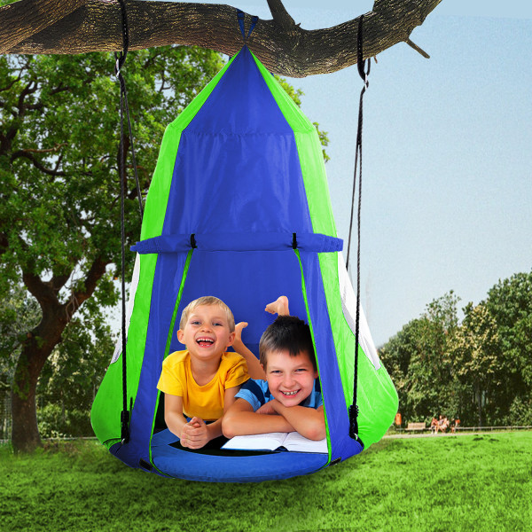 Hanging Tree Swing Tent Waterproof Kids Backyard Hammock Chair Max Capacity 600lbs Detachable Play Tent Swing Play House Castle Nest Pod Indoor Outdoor Bedroom Ceiling Hanging Tent Camping Tree House