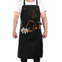Reliancer Luxury Canvas Work Apron Heavy Duty Water Resistant Tools Aprons w/Pocket&Adjustable Cross-Back Straps Anti-oil Workshop Woodworking Apron for Carpenter Painter chefs BBQ Men & Women(Black)