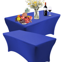 Reliancer 2 Pack 4\6\8FT Rectangular Spandex Table Cover Four-Way Tight Fitted Stretch Tablecloth Table Cloth for Outdoor Party DJ Tradeshows Banquet Vendors Weddings Celebrations(2PC 4FT,Royal Blue)