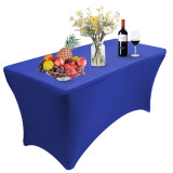 Reliancer 4\6\8FT Rectangular Spandex Table Cover Four-Way Tight Fitted Stretch Tablecloth Table Cloth for Outdoor Party DJ Tradeshows Banquet Vendors Weddings Celebrations(8FT,Blue)