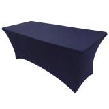 Reliancer 4\6\8FT Rectangular Spandex Table Cover Four-Way Tight Fitted Stretch Tablecloth Table Cloth for Outdoor Party DJ Tradeshows Banquet Vendors Weddings Celebrations (1PC 4FT, Navy Blue)