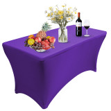 Reliancer 2 Pack 4\6\8FT Rectangular Spandex Table Cover Four-Way Tight Fitted Stretch Tablecloth Table Cloth for Outdoor Party DJ Tradeshows Banquet Vendors Weddings Celebrations (8FT(2PC),Purple)