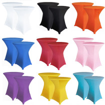 Reliancer 1 Pack 36inch Highboy Cocktail Round Spandex Table Cover Four-Way Tight Fitted Stretch Tablecloth Table Cloth for Outdoor Party DJ Tradeshow Banquet Vendor Wedding(1PC 36''X43'',Purple)