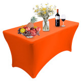 Reliancer 4\6\8FT Rectangular Spandex Table Cover Four-Way Tight Fitted Stretch Tablecloth Table Cloth for Outdoor Party DJ Tradeshows Banquet Vendors Weddings Celebrations(8FT,Orange)