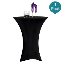 Reliancer 1 Pack 24inch Cocktail Round Spandex Table Cover Tight Fitted Stretch Tablecloth Table Cloth for Rounded Bottom Outdoor Party DJ Tradeshows Banquet Vendors Weddings(24 x43 ,Black)