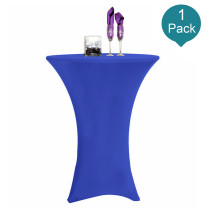 Reliancer 1 Pack 30inch Highboy Cocktail Round Spandex Table Cover Four-Way Tight Fitted Stretch Tablecloth Table Cloth for Outdoor Party DJ Tradeshow Banquet Vendor Wedding(1PC 30''X42'',Navy Blue)