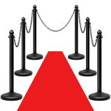 Reliancer 6 Pack Plastic Stanchions Set w/5PCS 40  Link Chain Sentry Stanchion Kit w/Fillable Base Crowd Control Safety Stanchion Barriers Easy Connect Assembly Outdoor and Indoor Posts Queue Barrier