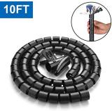 10FT Cable Management Sleeve Cord Bundler 0.8  Diameter w/Zip Clip Cable Zipper Wire Wrap Cord Organizer Cable Tube Hider Flexible & Expandable Home & Office Wire Concealer for PC TV Computer Cinema