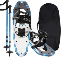 Reliancer Snowshoes Kits w/2 Trekking Poles All Terrain Mountaineering Snow Shoes Anti-Shock Aluminum Alloy Adventure Trail Hiking Snowshoes w/Carrying Bag for Men Women Advanced Users