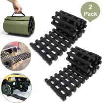 Reliancer 2PC Traction Tracks Mats TPR 31.5  L Tire Recovery Track Pad Roll Car Vehicle Tyre Traction Boards Tire Ladder Track Grabber Auto Emergency Traction Aid w/Bag for Off-Road Mud Snow Ice Sand