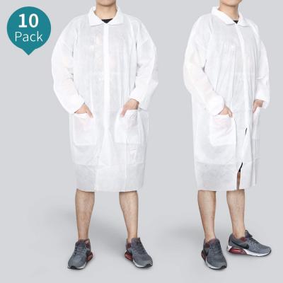 Us 24 83 Reliancer 10 Pack Disposable Lab Coats Professional Sms Knee Length Laboratory Coat Science Jacket With Large Pockets Elastic Cuffs Snap Fasteners For Kids Adult Classroom Science Labs Science Parties