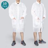 Reliancer 10 Pack Disposable Lab Coats Professional SMS Knee-length Laboratory Coat Science Jacket with Large Pockets Elastic Cuffs Snap Fasteners for Kids Adult Classroom Science Labs Science Parties