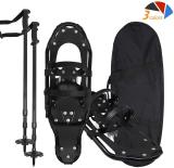 Reliancer Snowshoes Kits w/2 Trekking Poles All Terrain Mountaineering Snow Shoes Anti-Shock Aluminum Alloy Adventure Trail Hiking Snowshoes w/Carrying Bag for Men Women Advanced Users