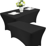 Reliancer 2 Pack 4\6\8FT Rectangular Spandex Table Cover Four-Way Tight Fitted Stretch Tablecloth Table Cloth for Outdoor Party DJ Tradeshows Banquet Vendors Weddings Celebrations(2PC 8FT, Black)