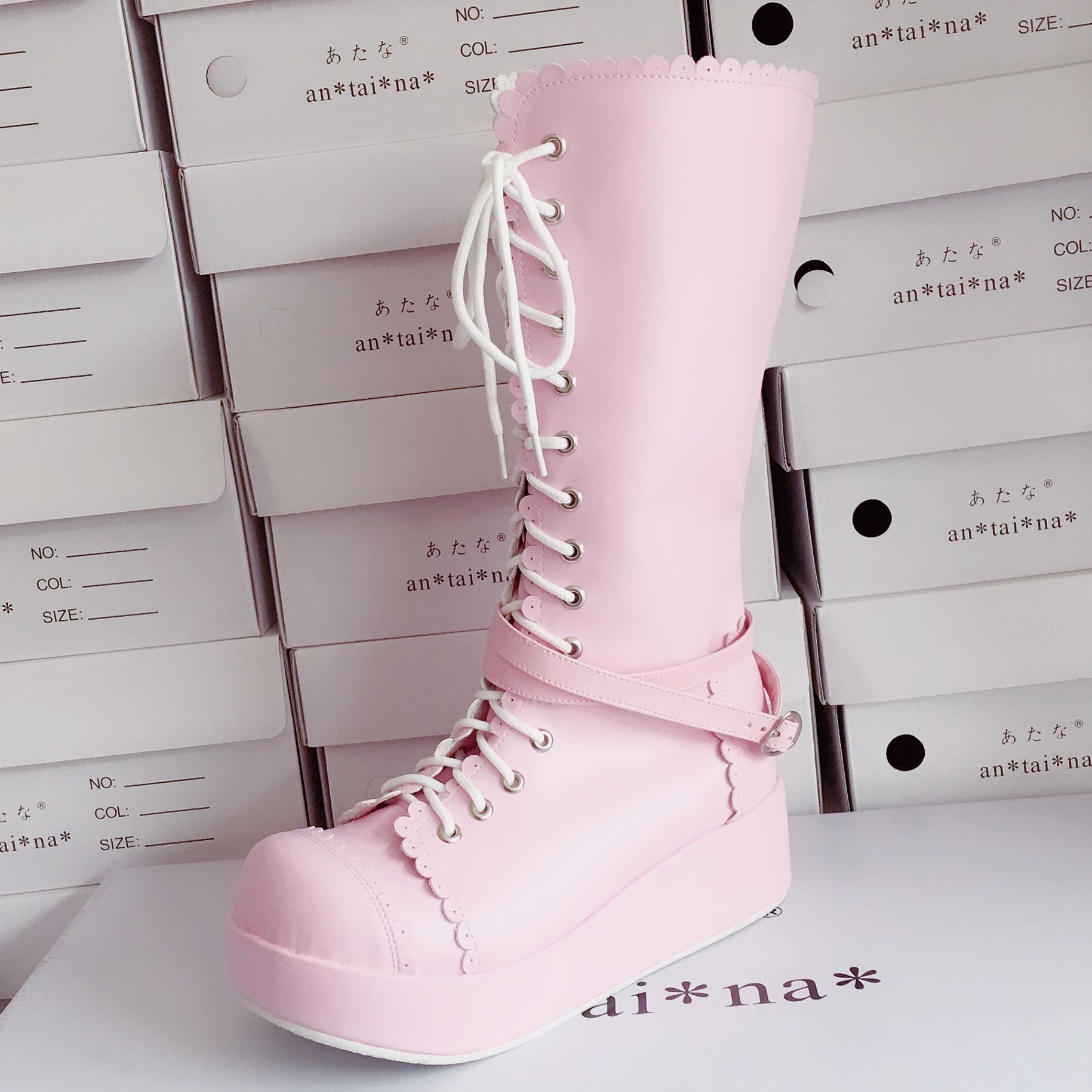 pink goth boots