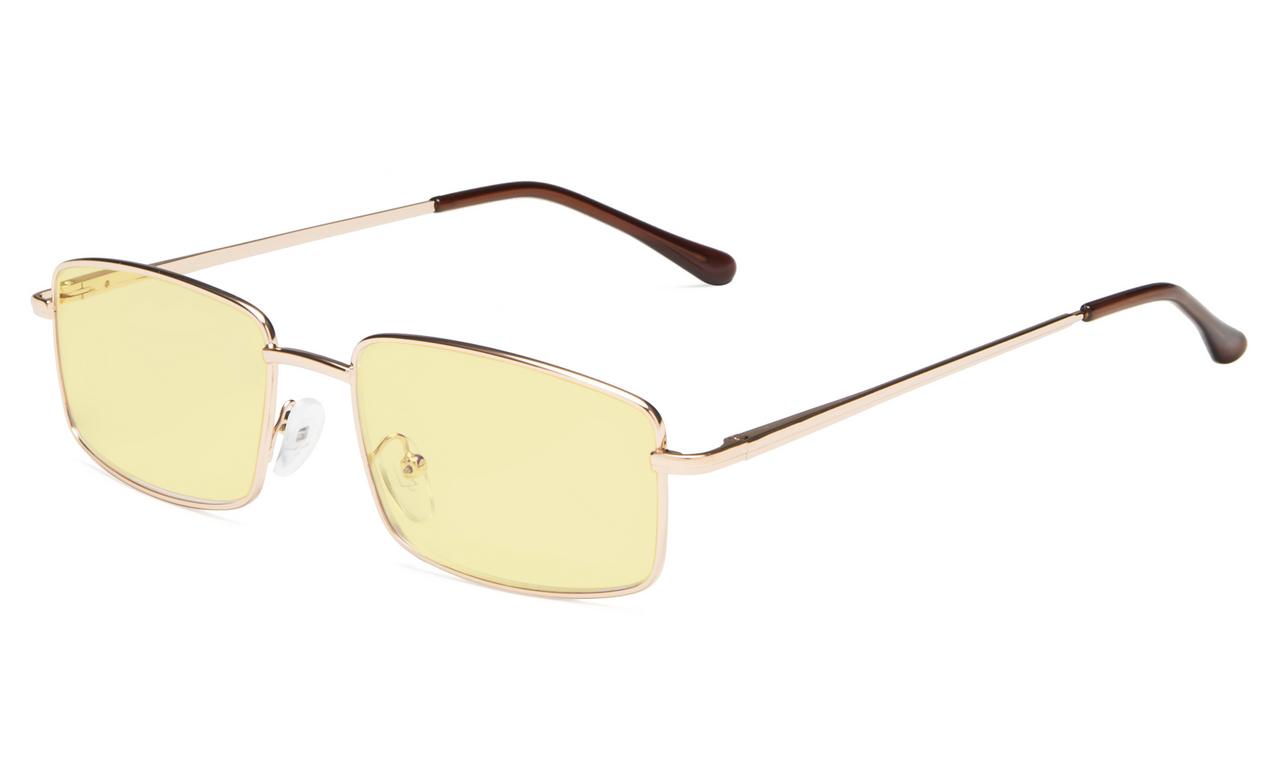 Eyekepper Anti-Blue Ray//Anti-Strain Computer Reading Glasses with Case Gold//Amber Tinted Lens, 2.50