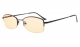 Half-rim Computer Reading Glasses with Memory Bridge and Amber Tinted Lenses CG1711