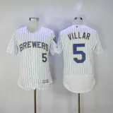 MLB Milwaukee Brewers #5 Villar White Pinstripe Elite Jersey