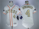 MLB Houston Astros #4 Springer White Gold Number Elite Jersey