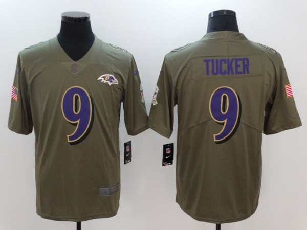 Mens Baltimore Ravens #9 Tucker Olive Salute to Service Limited Jersey