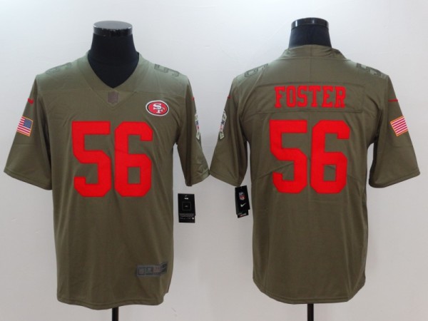 Mens San Francisco 49ers #56 Foster Olive Salute to Service Limited Jersey