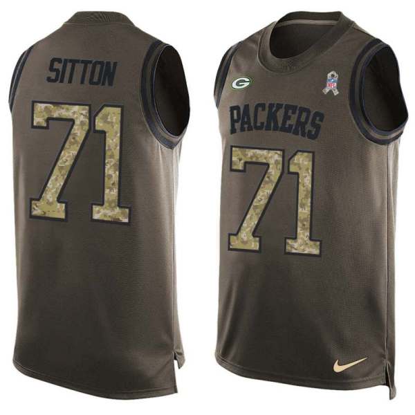 NFL Green Bay Packers #71 Sitton Limited Green Salute to Service Tank Top