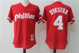 MLB Philadelphia Phillies #4 Dykstra Red Throwback Jersey