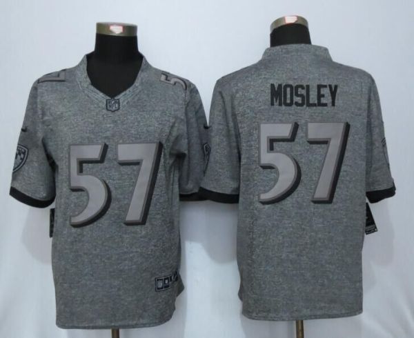 New Nike Baltimore Ravens 57 Mosley Gray Mens Stitched Gridiron Gray Limited Jersey