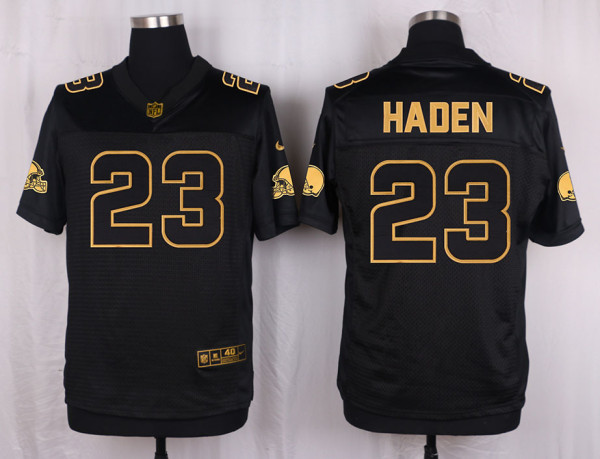 Mens Cleveland Browns #23 Joe Haden Pro Line Black Gold Collection Jersey