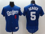 Majestics MLB Los Angeles Dodgers #5 Seager Blue Elite Jersey