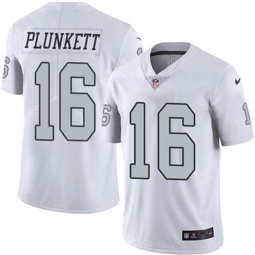 NFL Oakland Raiders #16 Plunkett White Color Rush Jersey