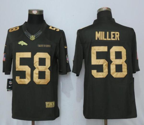 NEW Nike Denver Broncos #58 Miller Gold Anthracite Salute To Service Limited Jersey