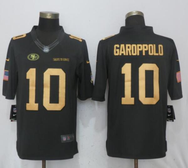 Nike San Francisco 49ers 10 Garoppolo Gold Anthracite Salute To Service Limited Jersey