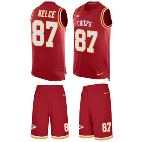 NFL Jersey Kansas City Chiefs #87 Travis Kelce Red Tank Top Suit