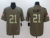 NFL Dallas Cowboys #21 Elliott Olive Salute to Service Vapor Limited Jersey