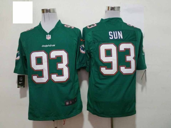 Nike Miami Dolphins #93 Sun Green Game Jersey