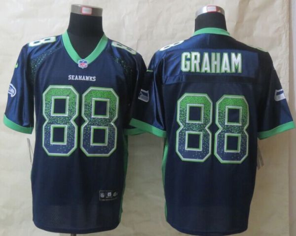 New Nike Seattle Seahawks 80 Graham Drift Fashion Blue Elite Jerseys