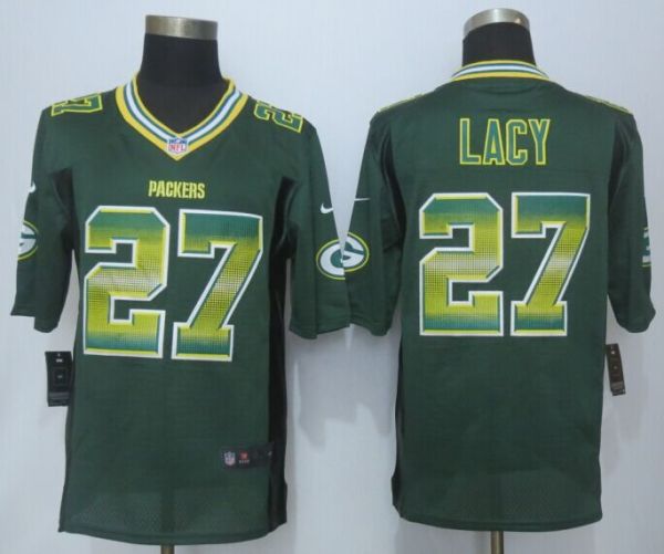 2015 New Nike Green Bay Packers 27 Lacy Pro Line Green Fashion Strobe Jersey