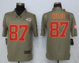 Mens Kansas City Chiefs #87 Kelce Olive Salute to Service Limited Jersey