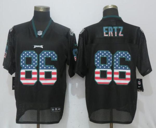 Nike Philadelphia Eagles 86 Ertz USA Flag Fashion Black Elite Jersey