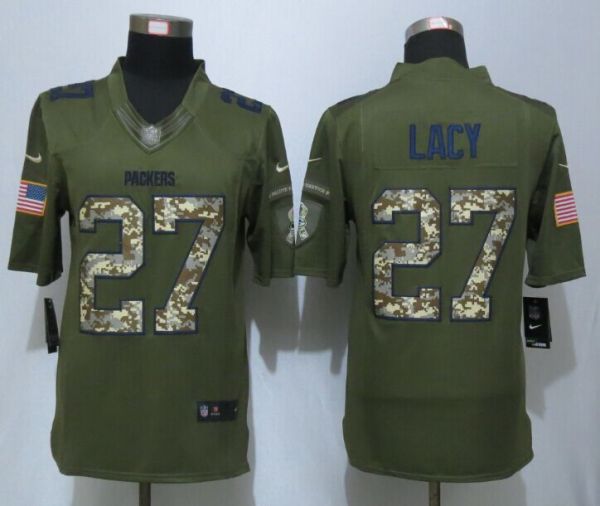 New Nike Green Bay Packers   27 Lacy Green Salute To Service Limited Jersey