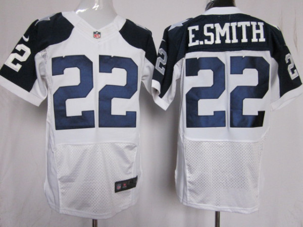 E.Smith white Cowboys elite Thanksgivings Jersey